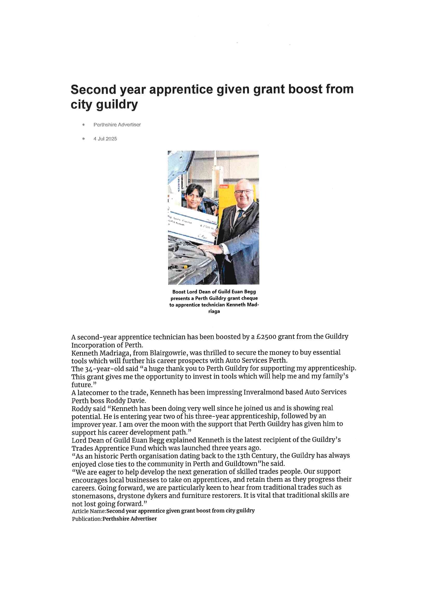 Apprentice Grant